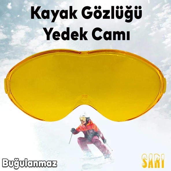 Bellasimo Çerçevesiz Kayak Gözlüğü Camı Lens Değiştirebilir Cam Antifog Güneş Kar Gözlük Camı Sarı ürün görseli 1