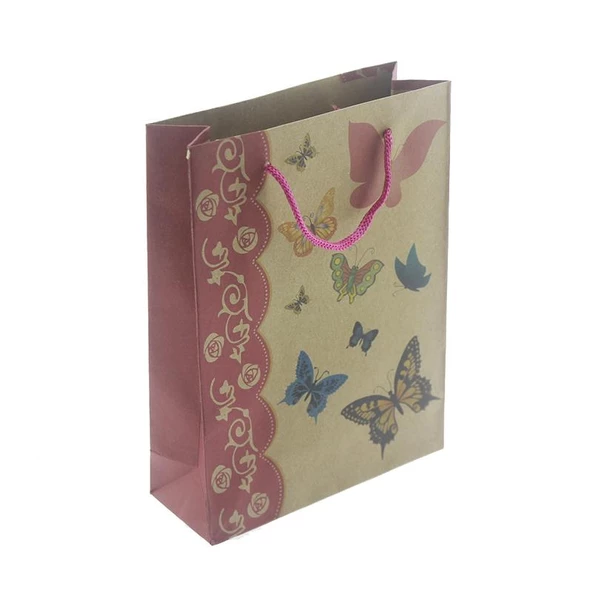12 Adet 15x20cm Kelebekli Kraft Karton Çanta ürün görseli 1
