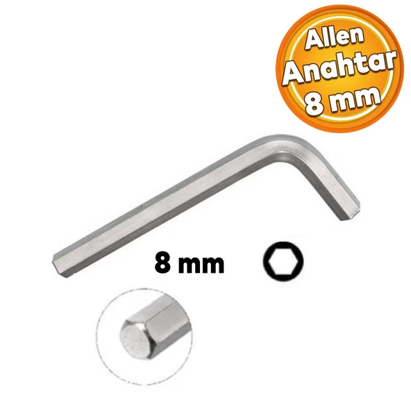 Eltos Allen Alyan Anahtar 8 mm Altıgen Vida Somun Sıkma Sökme ECA008 ürün görseli 1