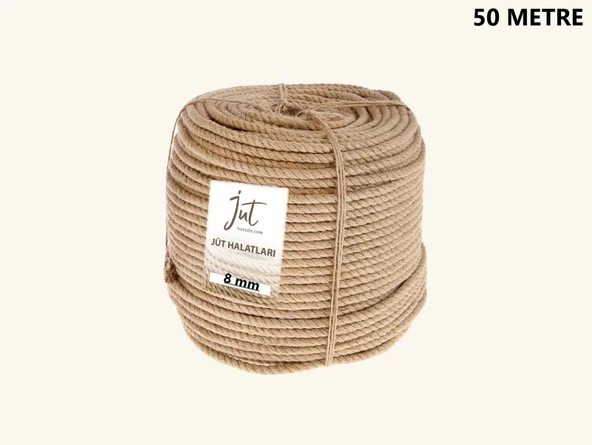 Jütburada Jüt Halat 8 mm 50 Metre Hasır Dekor Süsleme İp ürün görseli 1