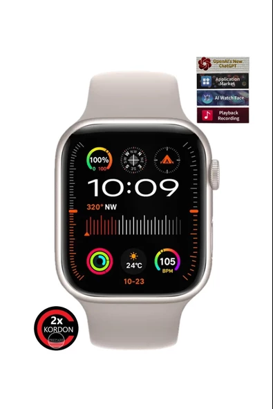 Watch 9 Pro Plus Multi Uyumlu Vidalı Titanyum Kasa Pusulalı 45mm Kilitli 2 Kordonlu Akıllı Saat ürün görseli 1