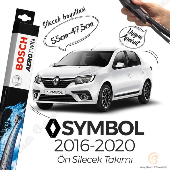Bosch Aerotwin Muz Silecek Takımı Renault Symbol 2016-2020 ile uyumlu ürün görseli 1