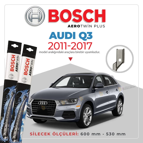 Bosch Aerotwin Muz Silecek Takımı Audi Q3 2011-2017 ile uyumlu ürün görseli 1
