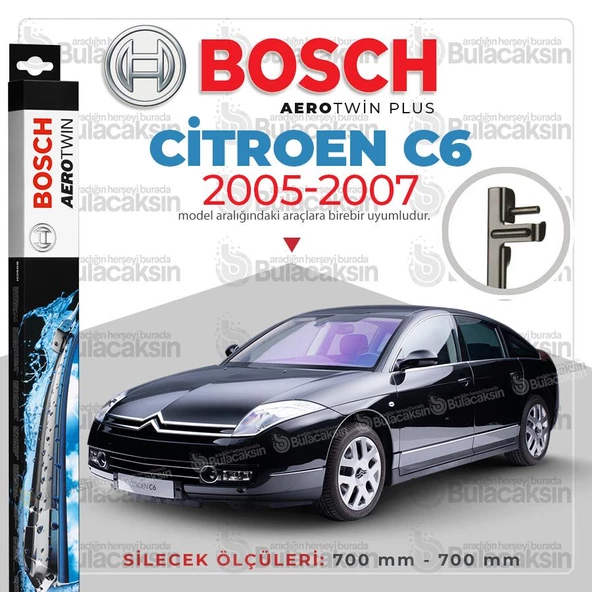 Bosch Aerotwin Muz Silecek Takımı Citroen C6 2005-2007 ile uyumlu ürün görseli 1