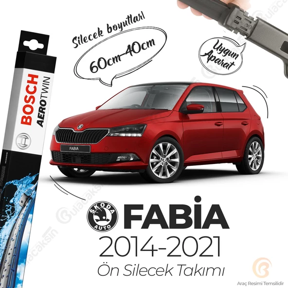 Bosch Aerotwin Muz Silecek Takımı Skoda Fabia 2014-2021 ile uyumlu ürün görseli 1