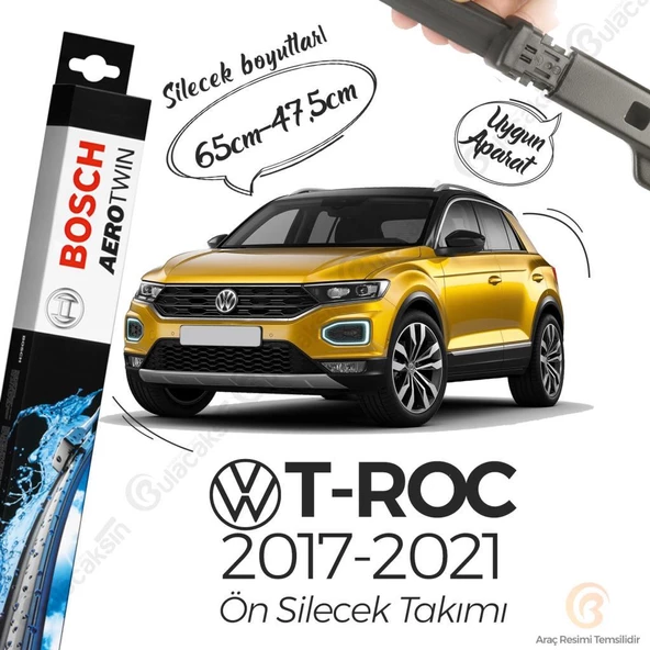 Bosch Aerotwin Muz Silecek Takımı Volkswagen T-ROC 2017-2019 ile uyumlu ürün görseli 1