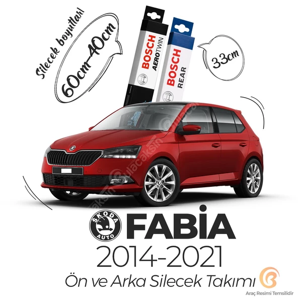 Bosch Aerotwin Ön-Arka Silecek Takımı Skoda Fabia 2014-2021 ile uyumlu ürün görseli 1