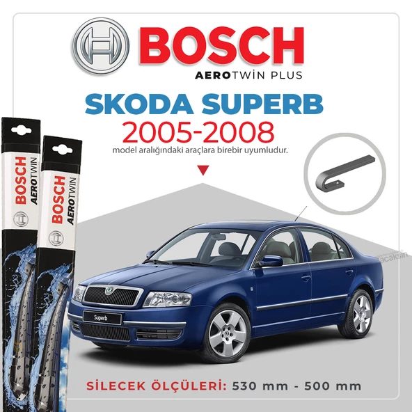 Bosch Aerotwin Muz Silecek Takımı Skoda Superb 2005-2008 ile uyumlu ürün görseli 1