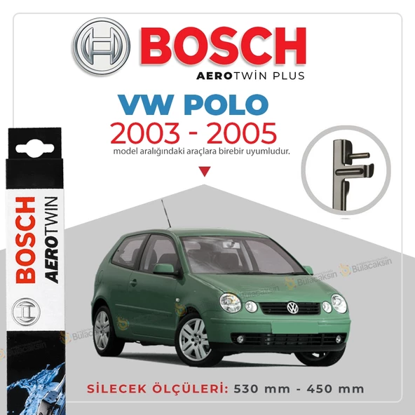 Bosch Aerotwin Muz Silecek Takımı Volkswagen Polo 2003-2005 ile uyumlu ürün görseli 1