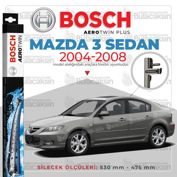 Bosch Aerotwin Muz Silecek Takımı Mazda 3 Sedan 2004-2008 ile uyumlu ürün görseli 1