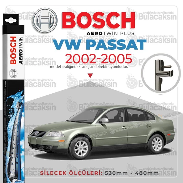 Bosch Aerotwin Muz Silecek Takımı Volkswagen Passat 2002-2005 ile uyumlu ürün görseli 1