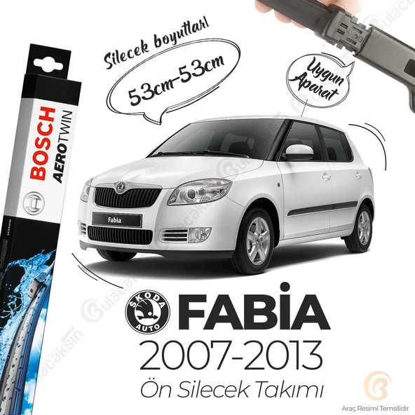 Bosch Aerotwin Muz Silecek Takımı Skoda Fabia 2007-2013 ile uyumlu ürün görseli 1