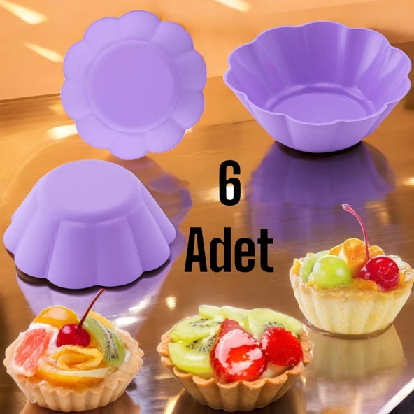 Silikon Yonca Kek ve Muffın Kalıbı 6'lı paket ürün görseli 1