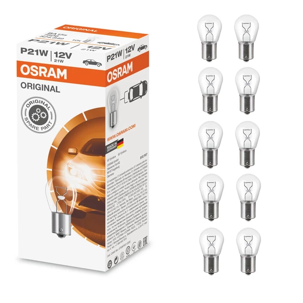 Osram 7506 P21W 93 Sinyal Stop Ampul 12V 21W 10 Adet Tek Duy Düz ürün görseli 1