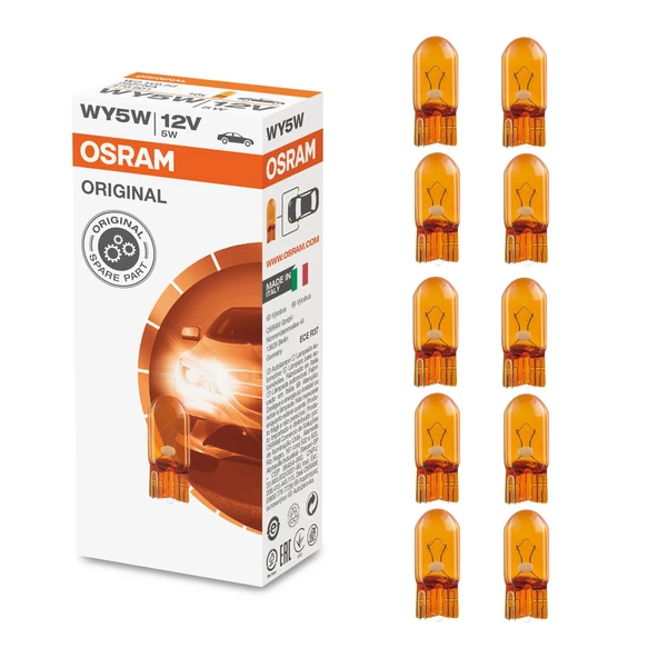Osram 2827 WY5W T10 Dipsiz Turuncu Ampul 12V 5W 10 Adet ürün görseli 1