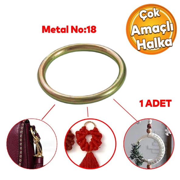 Metal Halka Sarı Renk No:18 Duvar Makrome Anahtarlık Süs Eşya Hobi Malzeme Karabina Aksesuar ürün görseli 1