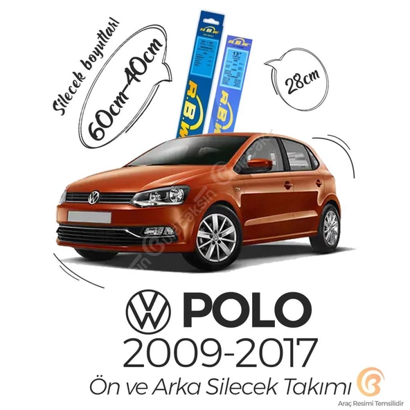 RBW Ön ve Arka Silecek Seti Volkswagen Polo 2009-2017 ile uyumlu ürün görseli 1