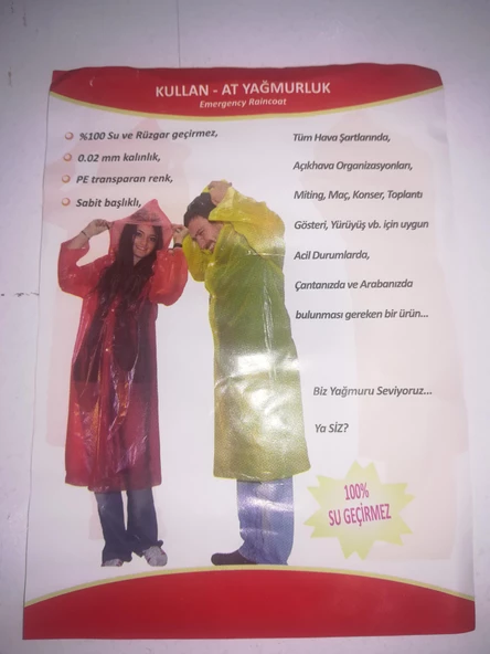 Tek Kullanımlık Yağmurluk - Resim 2