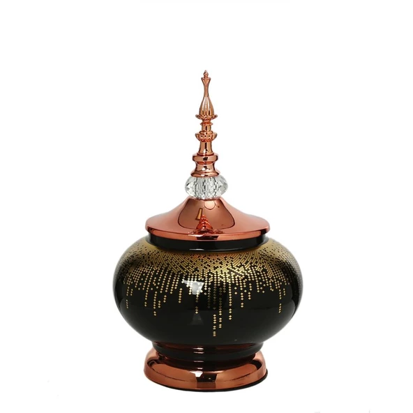 Vitale Amber Bronz Kapaklı Vazo 30 cm AK.JE0021 ürün görseli 1