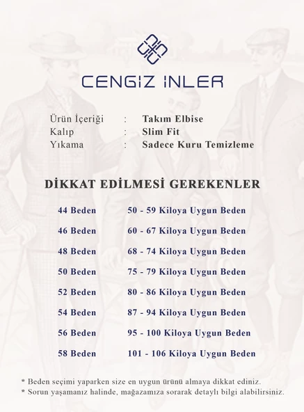 Cengiz İnler Kumlu Desen Yelekli Erkek Takım Elbise ürün görseli 1