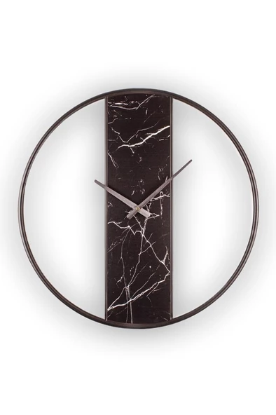 Digithome Demre Mermer Desenli Sessiz Mekanizmalı Modern Duvar Saati 61,5 Cm Siyah - K-DEMRE-SIYAH C320.230 ürün görseli 1