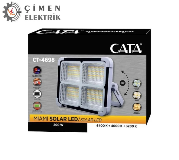 CATA CT 4698 Solar 200W Led Projektör Taşınabilir - Resim 2