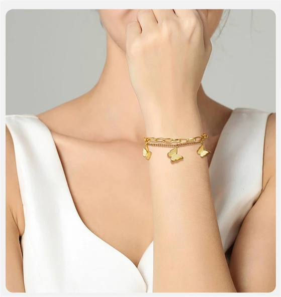 Kelebek Charm Çelik Bileklik Sns40038 - Resim 2
