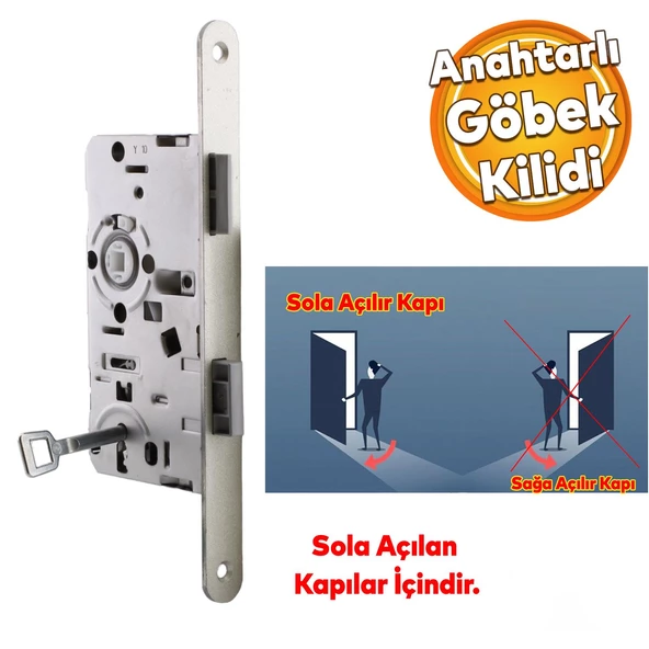 Kapı PVC Ahşap Kapı WC Banyo Oda Gömme Kilit Gövde Kilidi Silindirsiz Barelsiz Kendinden Anahtarlı ürün görseli 1