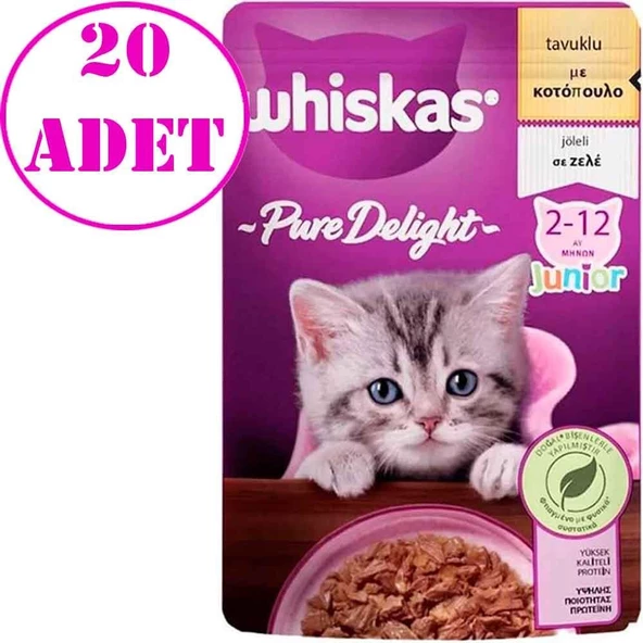 Whiskas Pure Delight Tavuklu Yavru Kedi Maması 85 Gr 20 AD ürün görseli 1