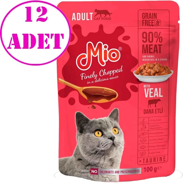 Mio Kedi Yaş Mama Dana Etli 100 Gr 12 AD ürün görseli 1