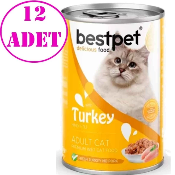 Best Pet Hindi Etli Yetişkin Kedi Konservesi 400 Gr 12 AD ürün görseli 1