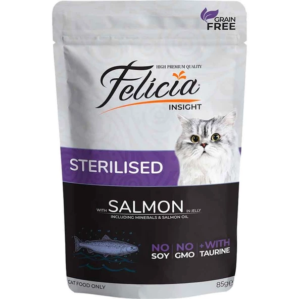 Felicia Yaş Kedi Maması Tahılsız Sterilised Somonlu 85 gr ürün görseli 1