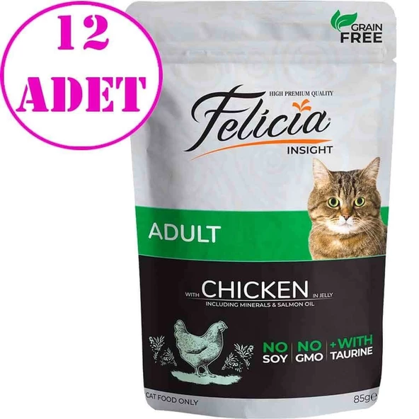 Felicia Yaş Kedi Maması Tahılsız Tavuklu 85 gr 12 AD ürün görseli 1