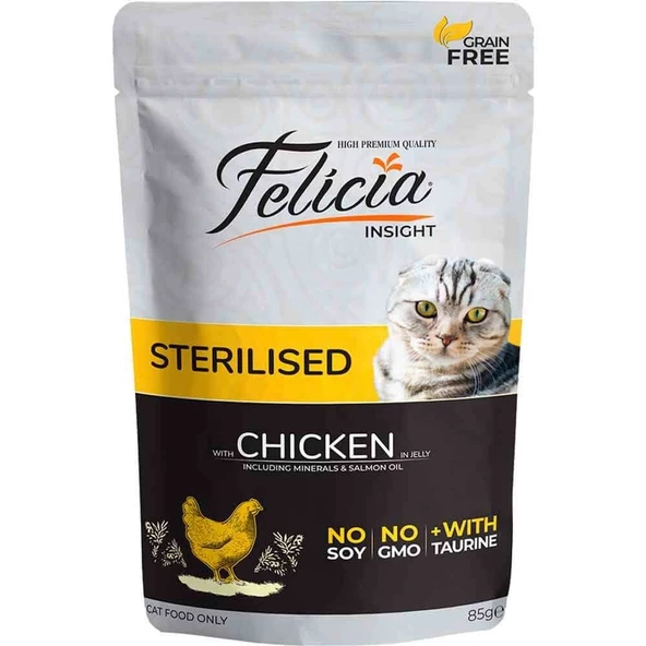 Felicia Yaş Kedi Maması Tahılsız Sterilised Tavuklu 85 gr ürün görseli 1