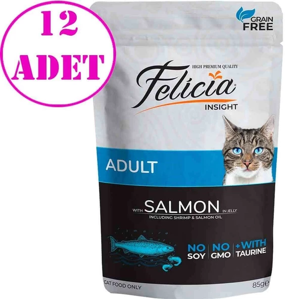 Felicia Yaş Kedi Maması Tahılsız Somonlu 85 gr 12 AD ürün görseli 1