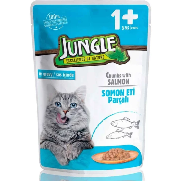 Jungle Kedi Yaş Mama Somonlu Jelli 100 Gr ürün görseli 1