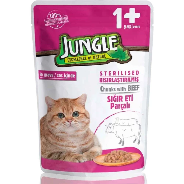 Jungle Kısır Kedi Konservesi Biftekli Jelli 100 Gr ürün görseli 1
