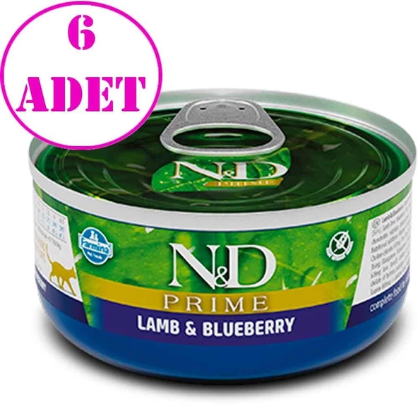 ND Prime Tahılsız Kuzulu Yaban Mersinli Kedi Konservesi 70 Gr 6 AD ürün görseli 1
