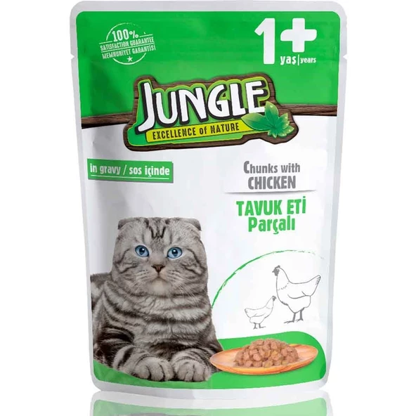 Jungle Kedi Yaş Mama Tavuklu Jelli 100 Gr ürün görseli 1