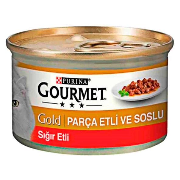 GourmetGold Parça Sığır Etli Kedi Konservesi 85 gr ürün görseli 1