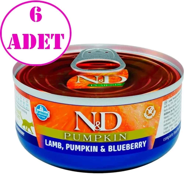 ND Balkabaklı Tahılsız Kuzulu Yaban Mersinli Kedi Konservesi 70 Gr 6 AD ürün görseli 1