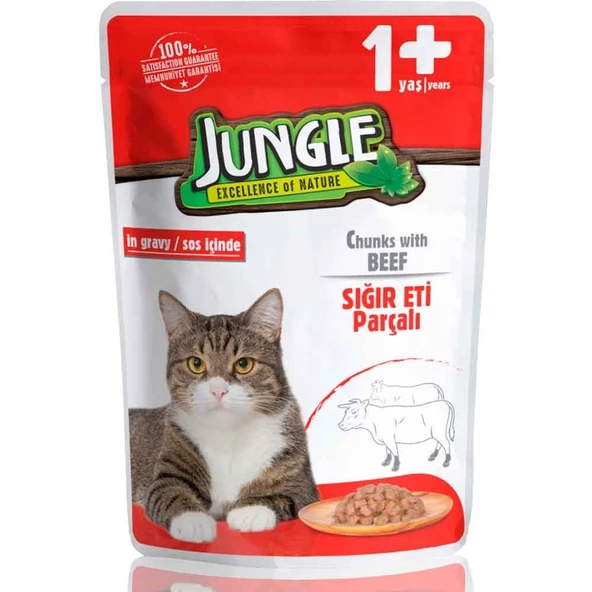 Jungle Kedi Yaş Mama Biftekli Jelli 100 Gr ürün görseli 1