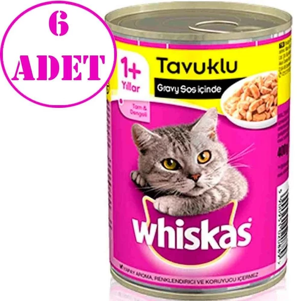 Whiskas Tavuklu Konserve Kedi Maması 400 gr 6 AD ürün görseli 1