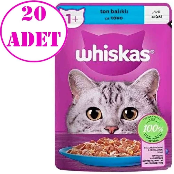 Whiskas Ton Balıklı Jöleli Kedi Konserve Maması 85 Gr 20 AD ürün görseli 1