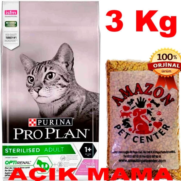 Proplan Sterilised Hindili Açık Kedi Maması 3 Kg ürün görseli 1