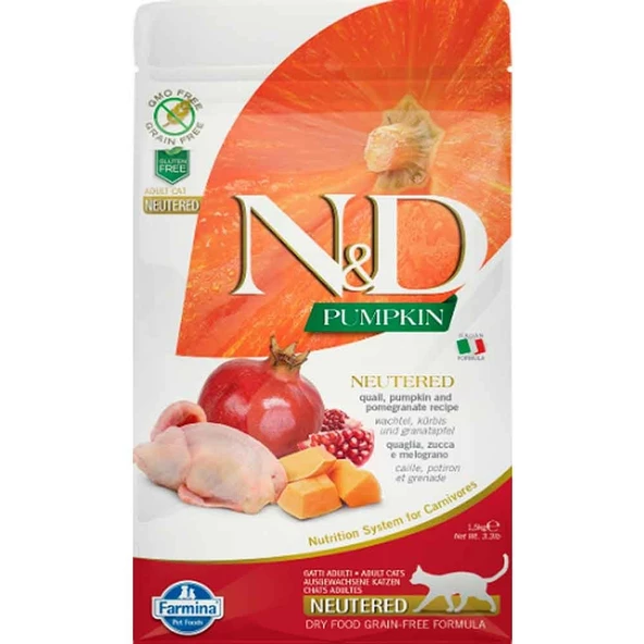 N&D Kısır Kedi Maması Balkabaklı Bıldırcınlı Narlı 1,5 Kg ürün görseli 1