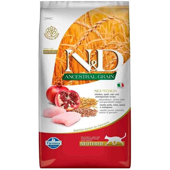 ND Düşük Tahıllı Tavuklu ve Narlı Kısırlaştırılmış Kedi Maması 10 Kg ürün görseli 1
