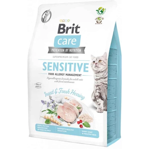 Brit Care Sensitive Hypo-Allergenic Böcek Proteinli Tahılsız Yetişkin Kedi Maması 2kg ürün görseli 1
