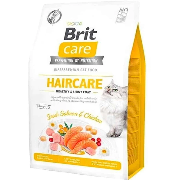 Brit Care Haircare Deri ve Tüy Sağlığı için Tahılsız Yetişkin Kedi Maması 7 kg ürün görseli 1