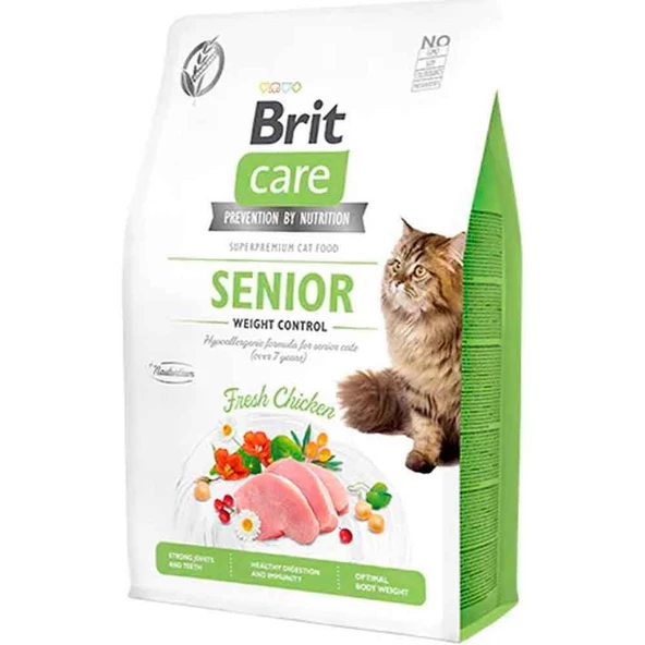 Brit Care Senior Hypo-Allergenic Kilo Kontrolü için Tahılsız Yaşlı Kedi Maması 2 Kg ürün görseli 1